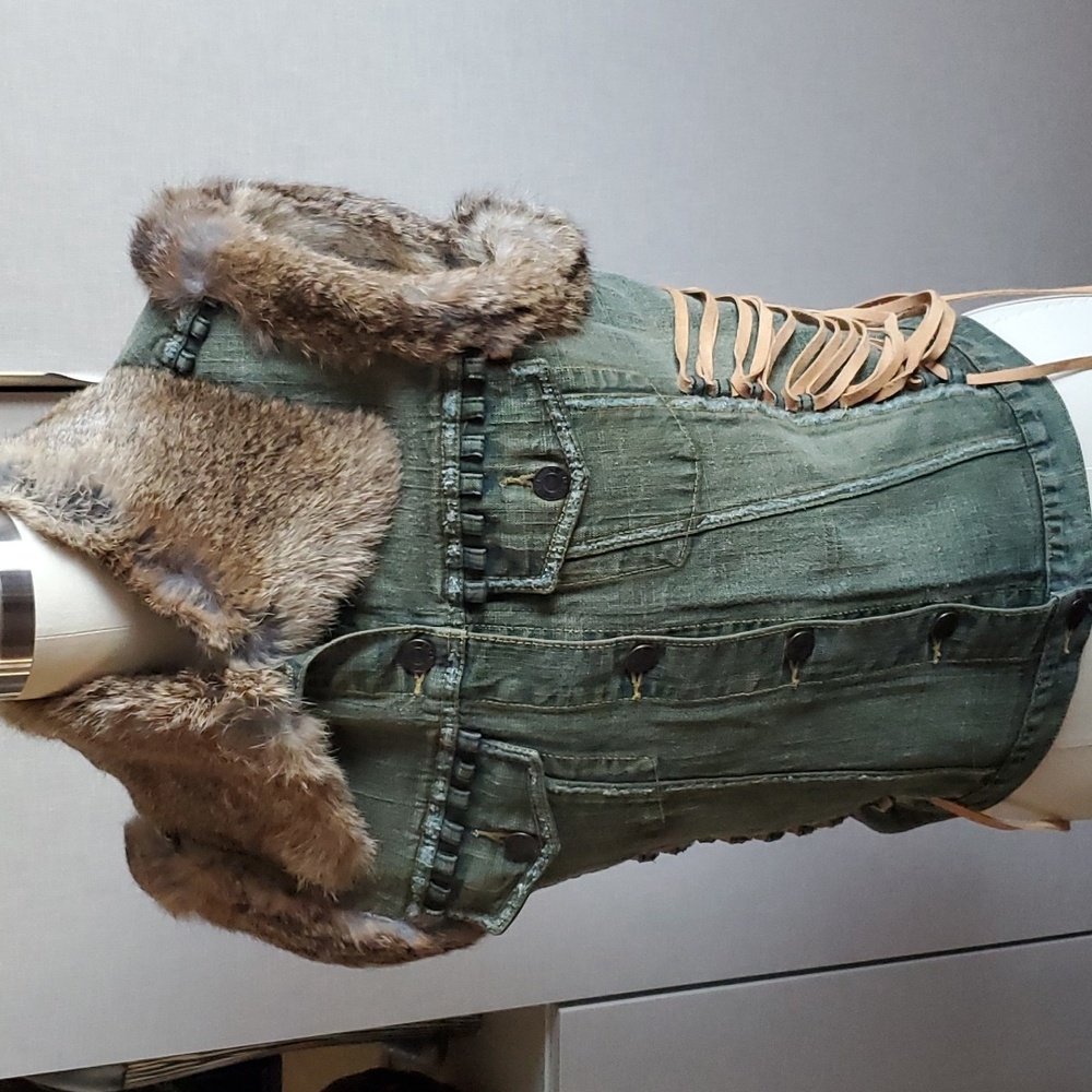 Runway ready Vintage Lacroix Rabbit Fur & Denim Vest
